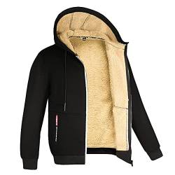 BIBOKAOKE Herren Winterjacke Weiche Bequem Wärmejacke mit Innentasch Teddyfell Gefüttert Fleecejacke Slim Fit Business Arbeitsjacke Polarfleecejacke Herbst Winter Thermojacke Zipper Jacke von BIBOKAOKE