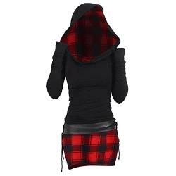 BIBOKAOKE Hoodie Kleid Damen Hoody Mit Kapuze Winter Pullover Gothic Kleid Bodycon Minikleid Freizeitkleid Blusenkleid Vintage Mittelalter Kleid Kapuzenkleid Festliche Kleider Sweatkleid von BIBOKAOKE