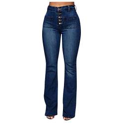 BIBOKAOKE Jeans Damen High Waist Skinny Schlagjeans Stretch Denim Flare Hose Stretch Denim Flare Hose Bootcut Jeans Große Größen Hüftjeans Röhrenjeans Damenjeans Streetwear Gerade Jeanshose von BIBOKAOKE