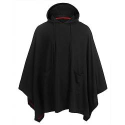 BIBOKAOKE Mode Cape Mantel für Herren mit Kapuze Cape Schal Kap Pullover V-Ausschnitt, Poncho, mit Kapuze, Baldachin, Schal, Mantel, unregelmäßiger Saum, Kapuzenpullover Bequeme Hauskleidung von BIBOKAOKE