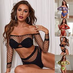 BIBOKAOKE Negligee Damen Sexy Baby Dolls Nachtwäsche Mesh Aushöhlen Transparente Nachtwäsche Sleepwear für Damen Dessous Reizwäsche Bikini Halter Lingerie Unterwäsche String Slips von BIBOKAOKE