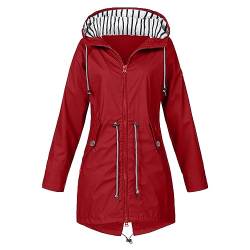 BIBOKAOKE Regenjacke Fahrrad Damen Wasserdicht Atmungsaktiv Regenmantel mit Kapuze Regenkleidung Winddicht Windbreaker Lang Übergangsjacke ReißVerschluss Funktionsjacke Outdoorjacke Softshelljacken von BIBOKAOKE