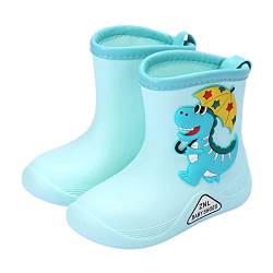 BIBOKAOKE Regenstiefel Kinder Soft Durable Kindergummistiefel Dreidimensional Dinosaurierdruck Kinderstiefel Mädchen Jungen Halbschaft-Gummistiefel Wasserdicht Rutschfesten Regenschuhe für 2-9 Jahre von BIBOKAOKE