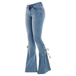 BIBOKAOKE Schlaghosen Damen Jeans Hosen Stretch Skinny Denim Jeanshose Retro Hohe Taille Flared Pants Schlagjeans Bootcut Jeanshosen Damen Schlaghose bis Übergröße Weites Bein Denim Pants von BIBOKAOKE