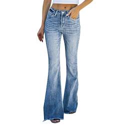 BIBOKAOKE Schlaghosen Damen Jeans Hosen Stretch Skinny Denim Jeanshose Retro Hohe Taille Flared Pants Schlagjeans Bootcut Jeanshosen Damen Schlaghose bis Übergröße Weites Bein Denim Pants von BIBOKAOKE