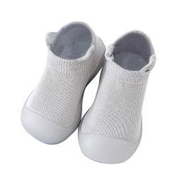 BIBOKAOKE Socken für Baby kurz Kinder Anti Rutsch Kleinkind Hüttenschuhe Jungen Mädchen Lauflernschuhe Flache Schuhe Strick Hausschuhe (0-3Y), 24, Grau41 von BIBOKAOKE