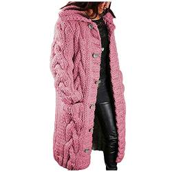 BIBOKAOKE Strickjacke Damen Grobstrick Lang Strickmantel mit Knöpfen Strickcardigan Casual Open Front Sweater Cardigan Zopfmuster Grobstrickjacke Oversize Longstrickjacke ÜBergangsjacke von BIBOKAOKE