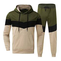 BIBOKAOKE Trainingsanzug Herren Jogginganzug Herbst Winter Kapuzenpullover Jogginghose Set Mode Colorblock Lange Sportanzug Hoodie Sweatshirt + Hose Freizeitanzug Activewear-Set Tracksuit von BIBOKAOKE