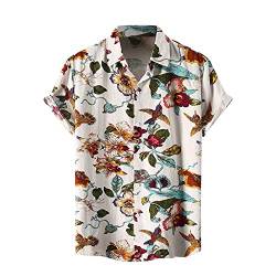 BIBOKAOKE Tshirt Herren Hemden Kurzarm Hawaii Blumenhemd Funky Mehrfarbig Bedrucktes Hemd Urlaub Strandhemd Dünne Casual Sommerhemd Revers Henley Shirt Basic Slim Fit Freizeithemden von BIBOKAOKE