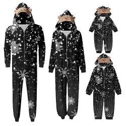 Weihnachts Schlafanzug Familie Einteiler Onesie Weihnachtspyjama Jumpsuit mit Kapuze und Reißverschluss Hausanzug für Damen Herren Kinder Baby Weihnachtspullover Familie Herren von BIBOKAOKE