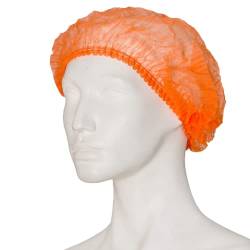 BICAP 100 Stück Einweghauben orange - Klipphauben - Vlies-Haube Clip - Größe L, 52 cm Durchmesser, (100-er Pack) - Schwesternhaube aus Vlies von BICAP