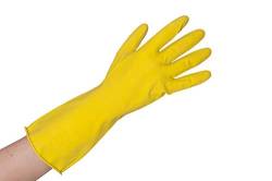 BICAP 12 Paar Gummihandschuhe gelb - Größe L (9) - Haushaltshandschuhe aus Latex gelb - lebensmittelgeeignet - EN 388 EN 374 von BICAP