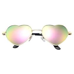 BIEDONGDA Herz Sonnenbrille Damen Gradient Polarisierte Brille UV400 Schutz Sonnen Brillen Modische Hippie Gläser Punk Frauenbrille Dekobrille mit Ultraleicht Rose Gold Rahmen von BIEDONGDA