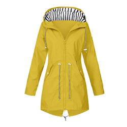 BIEDONGDA Regenjacke Damen Wasserdichte Softshelljacke Outdoorjacke Atmungsaktive Packbare Übergangsjacke mit Kapuze für Frühlings Herbst Wandern Trekking Fahrrad Übergangsjacke von BIEDONGDA