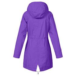 BIEDONGDA Wasserdichte Jacke Damen Wandern Wasserdichte Regenmantel lose Plus Größe Kapuzensolide Jacke Outdoor-Winddicht Damenmantel Winterjacke von BIEDONGDA