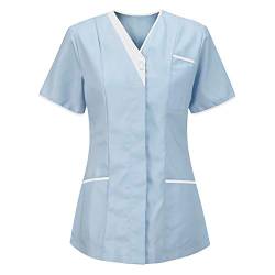 Kasacks Damen Pflege Bunt Klinik Oberteile für V-Ausschnitt Schutzkleidung der Krankenschwester für Frauen Carer Bluse für Frauen Krankenschwester Kittel von BIEDONGDA
