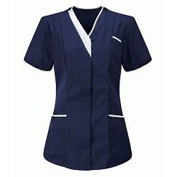 Kasacks Damen Pflege Bunt Klinik Oberteile für V-Ausschnitt Schutzkleidung der Krankenschwester für Frauen Carer Bluse für Frauen Krankenschwester Kittel von BIEDONGDA