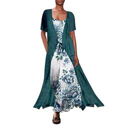 Oversized Maxikleid 2 Teilig Sommerkleid Damen Großer Größe Sommer Kleid Spaghetti Strap Kleider Loose Ärmelloses Strandkleid Frauenkleid Strandkleid Freizeitkleider mit Tüll Cardigan von BIEDONGDA