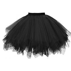 Tüllrock Tütü Damen Classic Stretch Tüll Ballerina Prinzessin Tanzkleid Tutu Dirndl Damen Kurz Ballett Rock Ballettkleid Damen 80er Rock Jahre Outfit Damen Party von BIEDONGDA