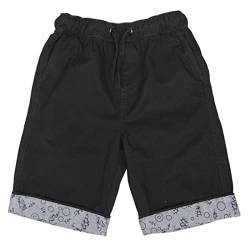 BIENZOE Jungen Baumwolle Köper Elastisch Taille Short Schwarz Größe 8 von BIENZOE