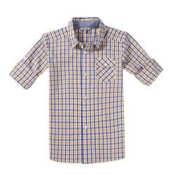 BIENZOE Jungen Baumwolle Plaid Knopf Unten Hemd Blau/Gelb Größe 5/6 von BIENZOE
