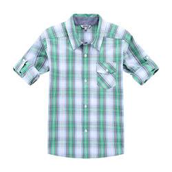 BIENZOE Jungen Baumwolle Plaid Knopf Unten Hemd Grün Grau Größe 5/6 von BIENZOE