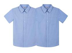 BIENZOE Jungen Schule Oxford Kurz Hemd 2Pcs Satz Blau 12 von BIENZOE