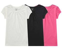 BIENZOE Mädchen Antimikrobiell Schnelltrocknend Kurzarm T-Shirt 3pc Satz A 14/16(DE 12-13 Jahre) von BIENZOE