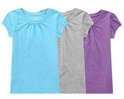 BIENZOE Mädchen Antimikrobiell Schnelltrocknend Kurzarm T-Shirt 3pc Satz B 10/12 von BIENZOE