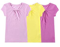 BIENZOE Mädchen Antimikrobiell Schnelltrocknend Kurzarm T-Shirt 3pc Satz C 14/16 von BIENZOE
