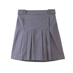 BIENZOE Mädchen Baumwolle Dehnbar Elastische Taille Falten Röcke Grau 2XL von BIENZOE