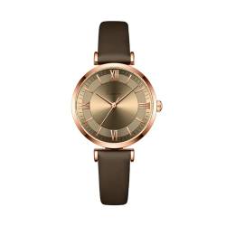 BIEWO Armbanduhr für Frauen – Modische Quarz-Analog-Damenuhr mit Lederband, Deep Coffee von BIEWO