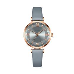 BIEWO Armbanduhr für Frauen – Modische Quarz-Analog-Damenuhr mit Lederband, blau, KRE-9079 von BIEWO