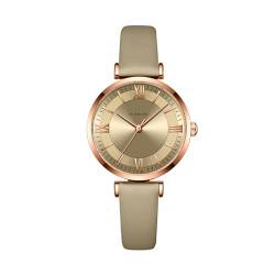 BIEWO Armbanduhr für Frauen – Modische Quarz-Analog-Damenuhr mit Lederband, khaki, KRE-9079 von BIEWO