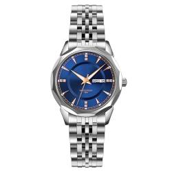 BIEWO Damen-Armbanduhr, modisch, Diamant, analog, Quarz, Edelstahl, wasserdicht, leuchtendes Datum, weibliche Armbanduhr, Geschenk, blau von BIEWO