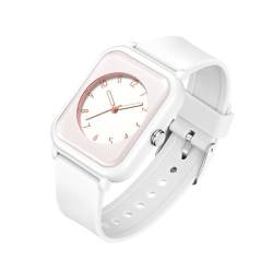 BIEWO Damen-Quarz-Armbanduhr mit weißem Zifferblatt, Analog-Anzeige und buntem Armband, modische Armbanduhr für Frauen und Mädchen, Weiß/Rotgold von BIEWO
