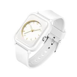 BIEWO Damen-Quarz-Armbanduhr mit weißem Zifferblatt, Analog-Anzeige und buntem Armband, modische Armbanduhr für Frauen und Mädchen, Weiß / Gold von BIEWO