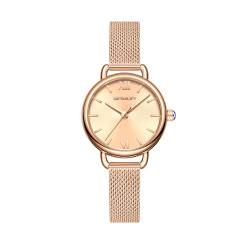 BIEWO Damen Uhr Armbanduhr für Frauen Mode Stil Quarz Analog Uhren Edelstahl Band Frauen Casual Damen Uhr Weibliche Armbanduhr Geschenk, Mesh Rose Gold von BIEWO