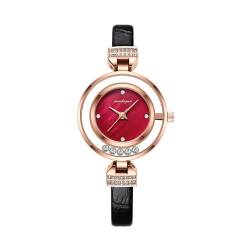BIEWO Damen Uhr Quarz Analog Armbanduhr Mode Stil Uhren für Frauen Lederband Casual Damen Weibliche Armbanduhr Geschenk, rot von BIEWO