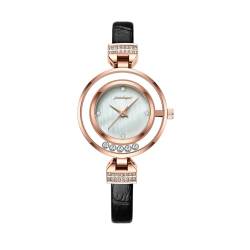 BIEWO Damen Uhr Quarz Analog Armbanduhr Mode Stil Uhren für Frauen Lederband Casual Damen Weibliche Armbanduhr Geschenk, weiß von BIEWO