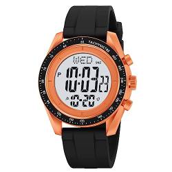 BIEWO Digitale Herren-Sportuhr mit Alarm, Countdown, Dualzeit, wasserdicht, ultradünn, Weitwinkel-Display, Armbanduhr für Männer und Frauen, Orange von BIEWO