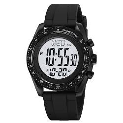 BIEWO Digitale Herren-Sportuhr mit Alarm, Countdown, Dualzeit, wasserdicht, ultradünn, Weitwinkel-Display, Armbanduhr für Männer und Frauen, schwarz / weiß von BIEWO