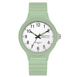 BIEWO Herrenuhren Damen Uhren Easy Reader Analog Quarzuhr für Männer Frauen Wasserdichte Uhr Mode Casual Herren Armbanduhr mit Datum Unisex Uhr, grün von BIEWO