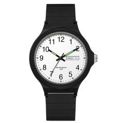 BIEWO Herrenuhren Damen Uhren Easy Reader Analog Quarzuhr für Männer Frauen Wasserdichte Uhr Mode Casual Herren Armbanduhr mit Datum Unisex Uhr, schwarz / weiß von BIEWO