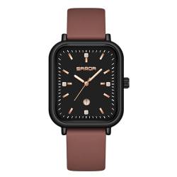 BIEWO Quarz-analoge Armbanduhr Mode Stil Uhren für Männer Frauen Unisex Lederband Casual Paar Quadratische Armbanduhr Geschenk, Braun Schwarz 1 von BIEWO