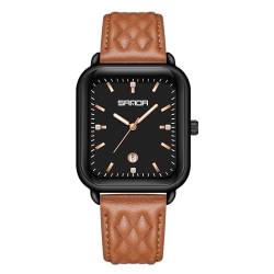 BIEWO Quarz-analoge Armbanduhr Mode Stil Uhren für Männer Frauen Unisex Lederband Casual Paar Quadratische Armbanduhr Geschenk, Schwarz Braun 2 von BIEWO
