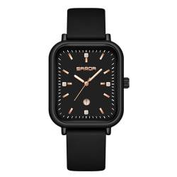 BIEWO Quarz-analoge Armbanduhr Mode Stil Uhren für Männer Frauen Unisex Lederband Casual Paar Quadratische Armbanduhr Geschenk, schwarz 1 von BIEWO