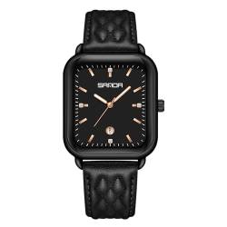BIEWO Quarz-analoge Armbanduhr Mode Stil Uhren für Männer Frauen Unisex Lederband Casual Paar Quadratische Armbanduhr Geschenk, schwarz 2 von BIEWO
