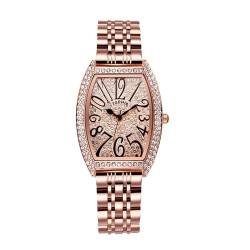 BIEWO TOPHILL Quarz-Armbanduhr für Damen, quadratisch, mit Steinbesatz, arabische Ziffern und Edelstahl-Armband, rose gold von BIEWO