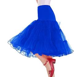 BIFINI Karnevalskostüme Damen Rockabilly Rock 50er Petticoat Unterrock Tellerrock Lang Königsblau von BIFINI